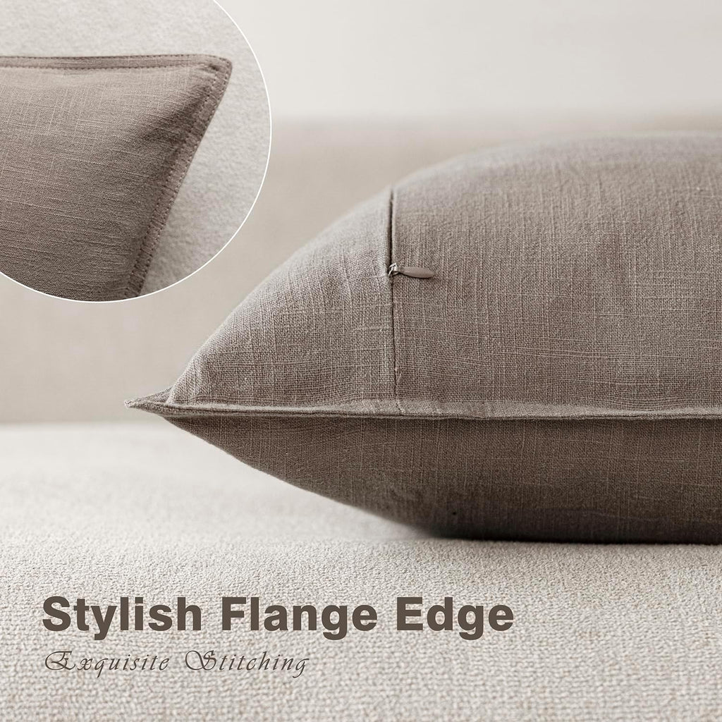Foindtower Set of 2, Decorative Linen Soild Throw Pillow Covers Soft Accent Euro Cushion Case Farmhouse Neutral Pillowcase for Chair…
