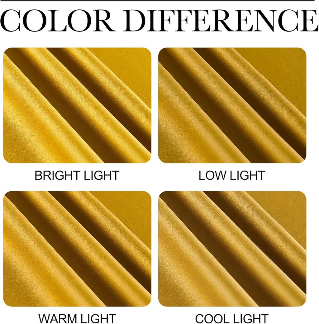 NICETOWN Gold Blackout Cafe Faux Silk Curtains for Small Windows, 42" Wide by 84" Long, 2 Panels, Grommet Privacy Blackout Satin Drapes…