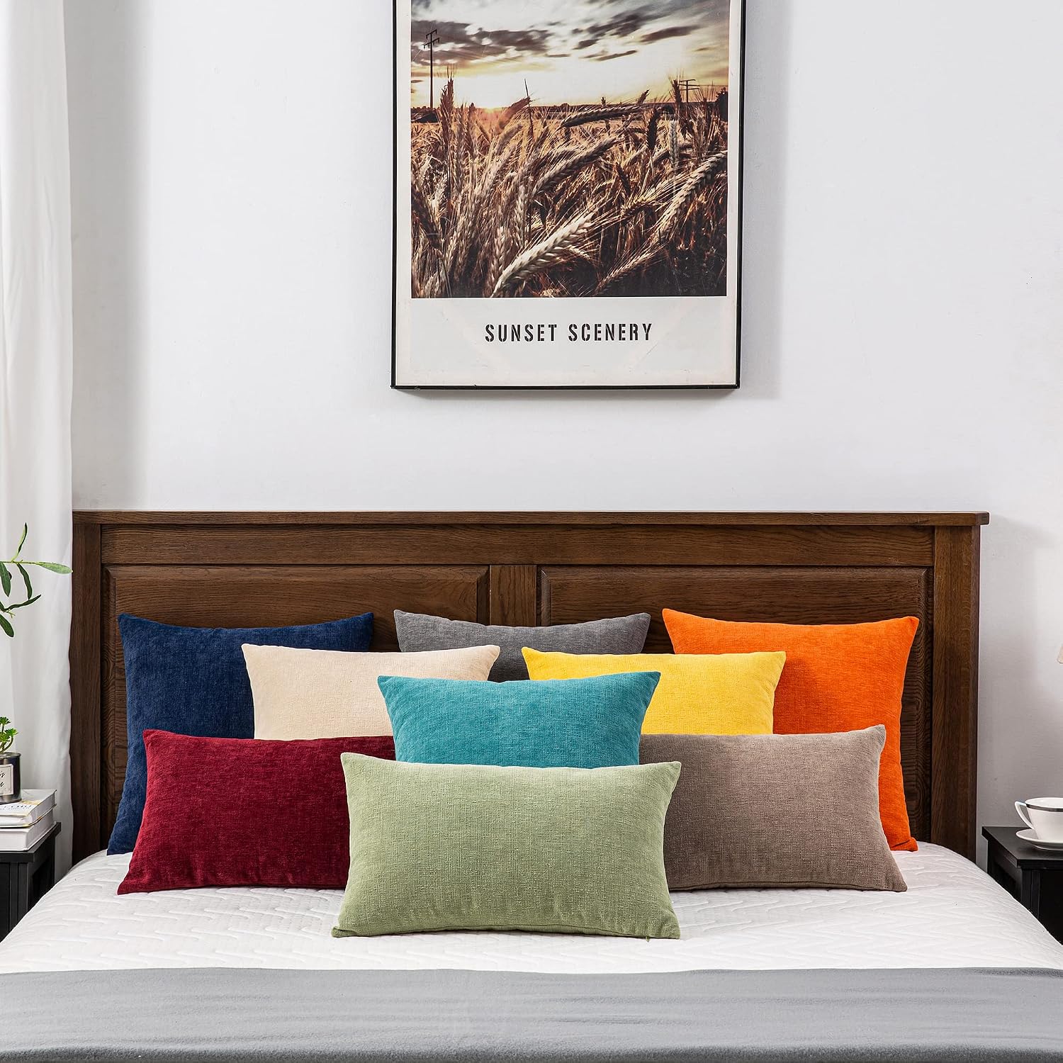 Gawamay Lumbar Decorative Rectangle Throw Pillow Covers 12"x20" Inch Set of 2, Super Soft Chenille Throw Pillowcase for Sofa Living Room Be…