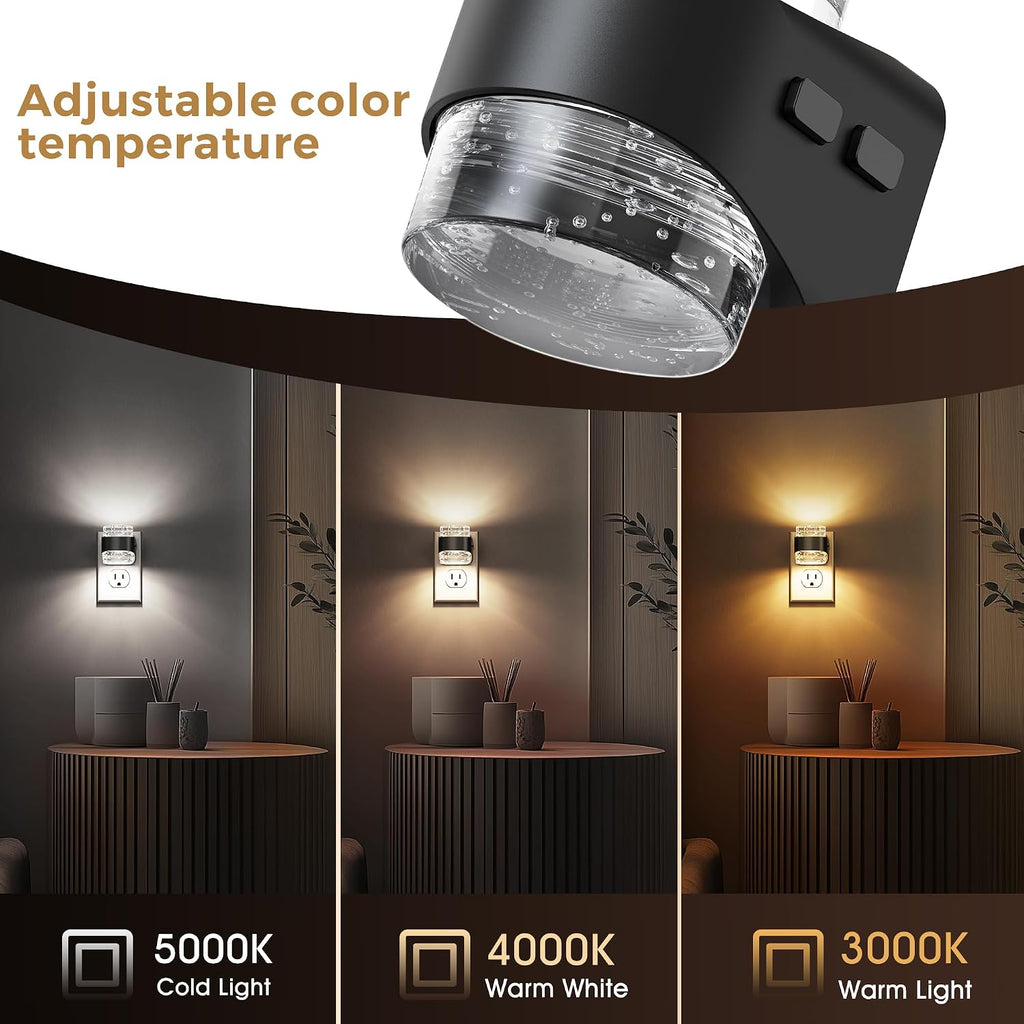 Llohasled L LOHAS LED Night Light, Bubble Night Lights Plug into Wall,4 Pack 3000K/4000k/5000K Adjustable Color Temperature Night Light, Dim…