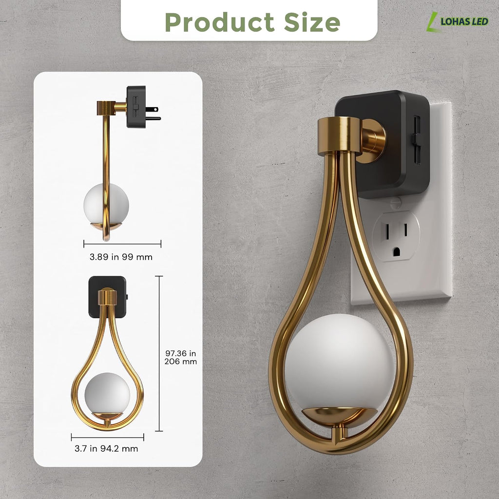 L LOHAS LED Night Lights Plug Into Wall: Dusk to Dawn Sensor, Soft White 3000K Nightlight, 0-100LM Adjustable Brightness, 330°Rotating…