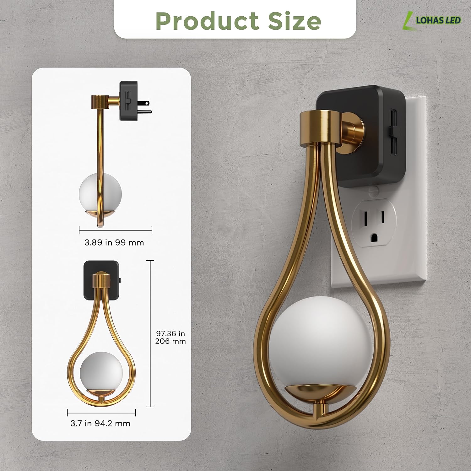 L LOHAS LED Night Lights Plug Into Wall: Dusk to Dawn Sensor, Soft White 3000K Nightlight, 0-100LM Adjustable Brightness, 330°Rotating…