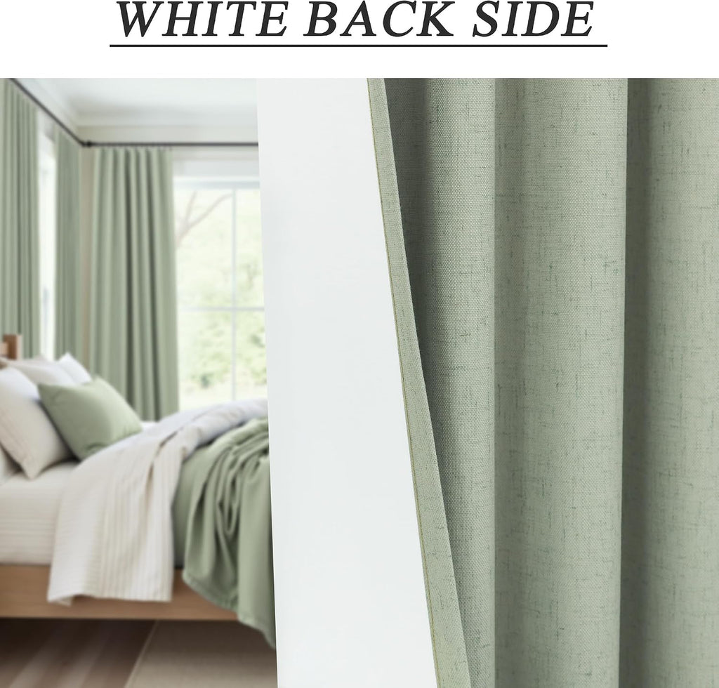 Dancurton Living Room Green Black Out Curtains 63 Inch Long 2 Panel Thermal Insulated Heat Blocking Sage Green Light Curtains for Nursery T…