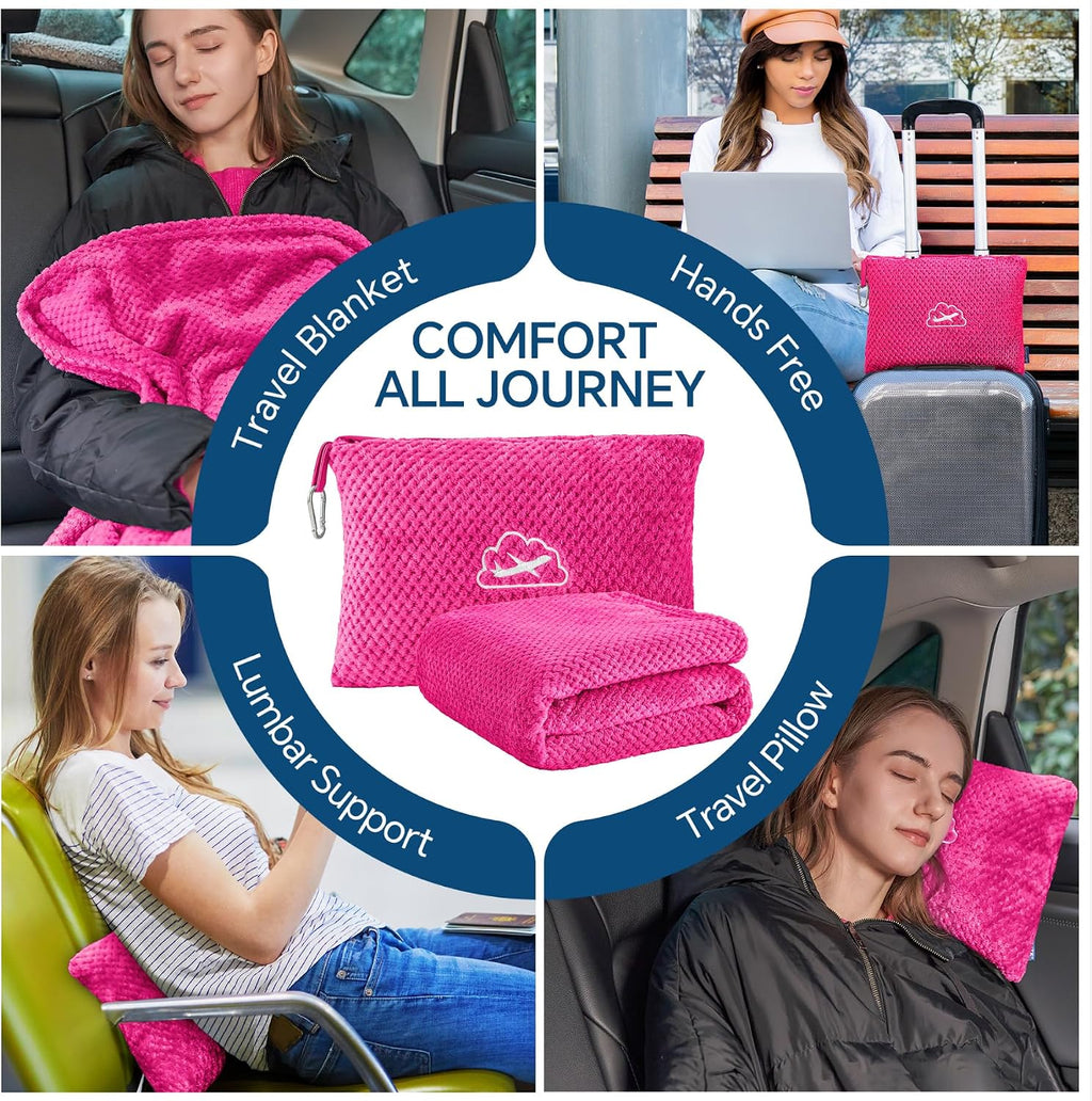 Bedelite Travel Blanket with Bag, Ultra-Soft Jacquard Fleece Blanket with Luggage Sleeve & Backpack Clip, Airplane Blanket Travel Essential…