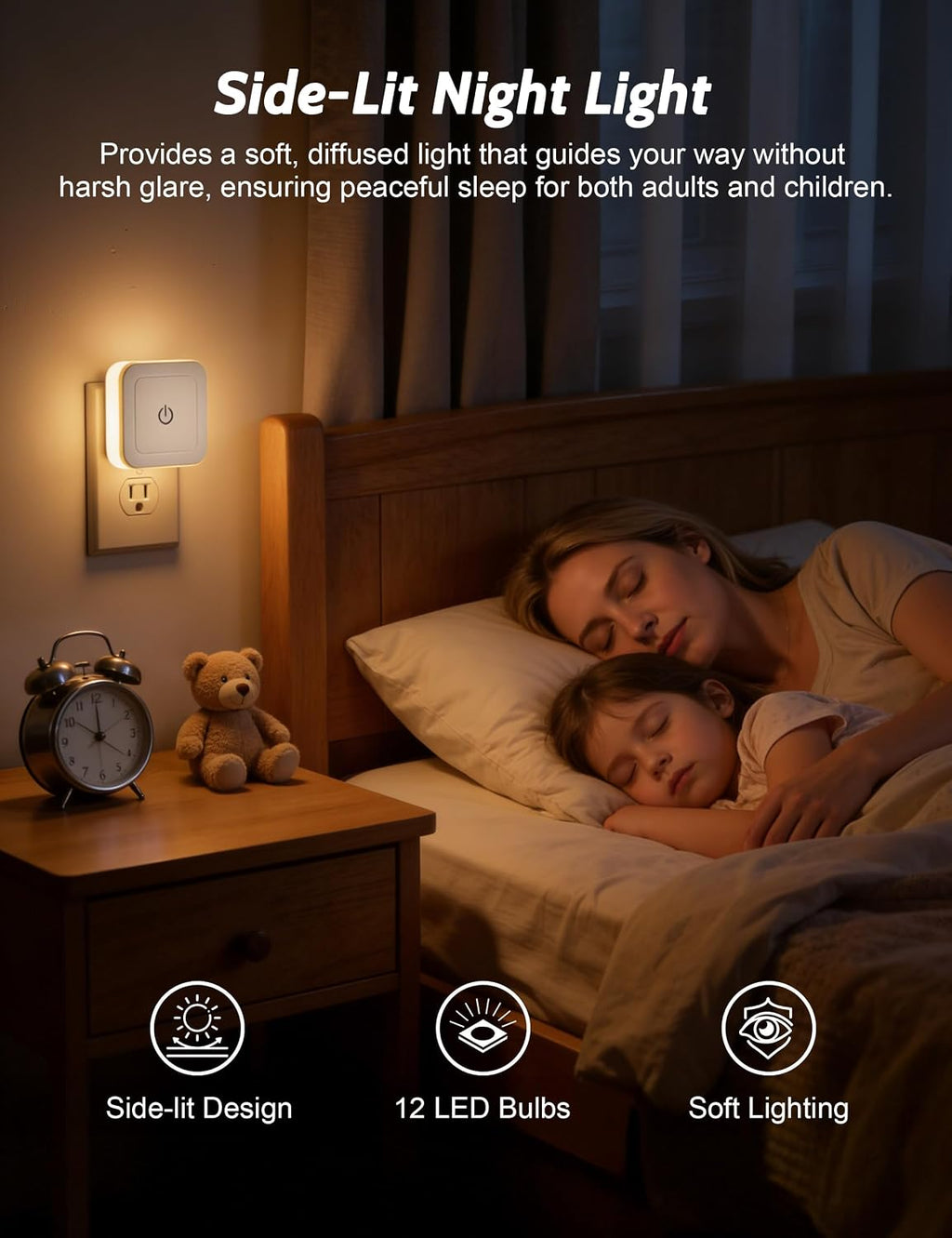 Sujeet Modern Night Light, 1-50LM Stepless Dimming LED Night Light with 3CCT (3000K/4500K/6500K), Night Lights Plug into Wall Night Light f…