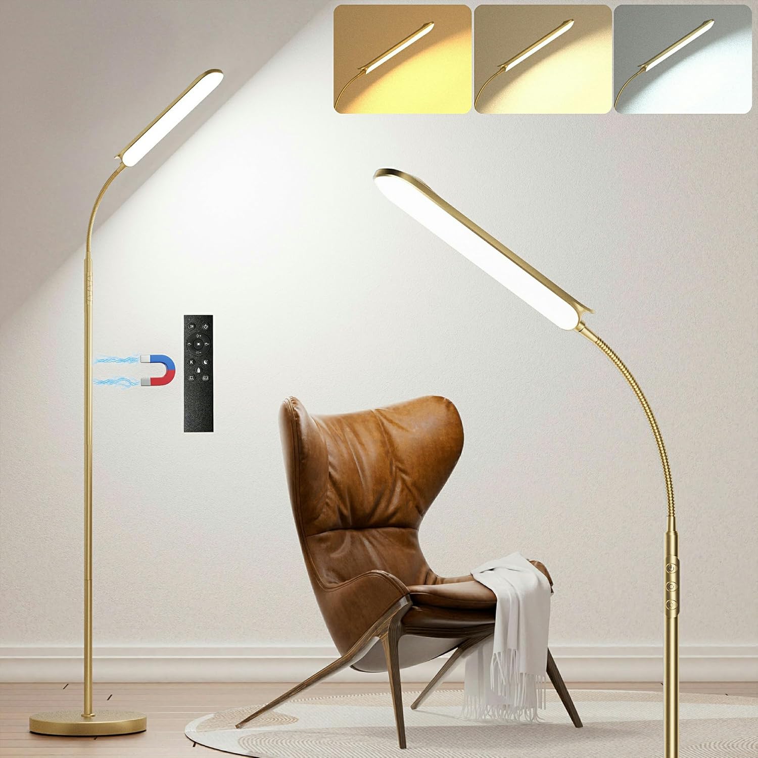 Yikuneng Dimmable LED Floor Lamp, Super Bright Reading Lamps Floor Standing lamp with Remote & Touch Control, Stepless Dimming &…