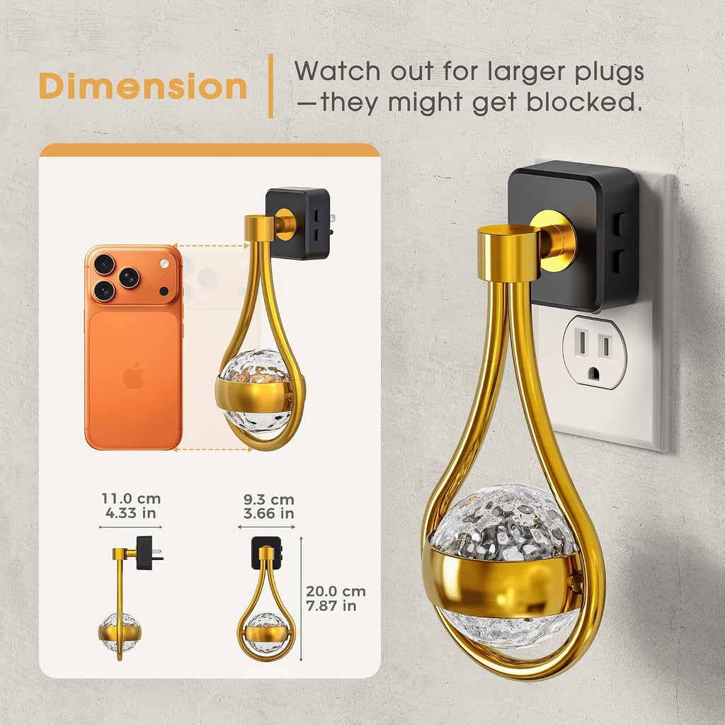 Briignite RGB Night Lights Plug into Wall, Color Changing Nightlight with Dusk to Dawn Sensor, 330° Rotating Night Light with Waterdrop…