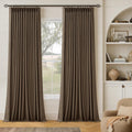 Dutch Cocoa 105 Inch Long Blackout Curtains Brown Thick Linen Pinch Pleated Curtains 2 Panels for Bedroom Living Room Darkening Light…
