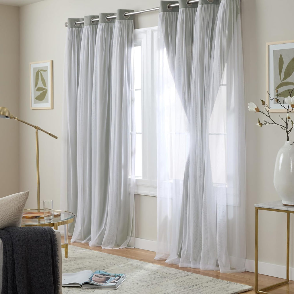 TOWN & COUNTRY LUXE Talia Double Layer Indoor Curtains, Sheer and Room Darkening Blackout, Grommet Top, Energy Efficient, 2-Pack Set…