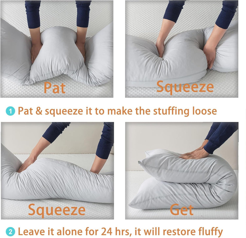 WhatsBedding Memory Foam Body Pillow with Breathable Zippered Cotton Cover, Full Body Pillow for Adults, Long Pillow for Sleeping, Firm Pil…