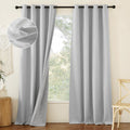 NICETOWN 100% Absolutely Blackout Faux Linen Curtains with Thermal Insulated White Liner, Greyish White, W52, 2 Pieces, Noise Reducing…