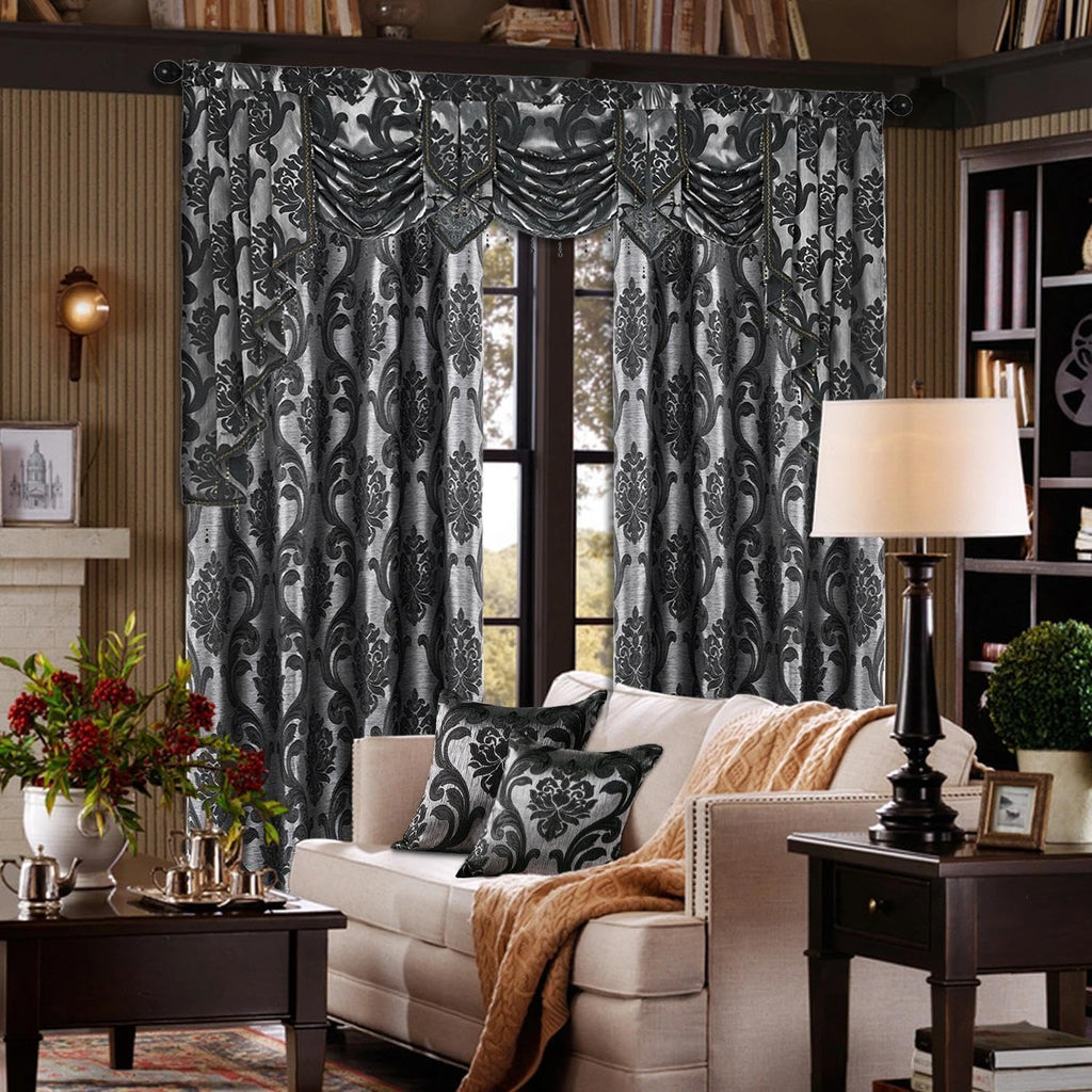 Napearl Throw Pillow Covers-Set of 2 with Black Silver Damask Jacquard Patterns, Gothic Decorative Pillowcase for Couch, Sofa, Bed, Attract…