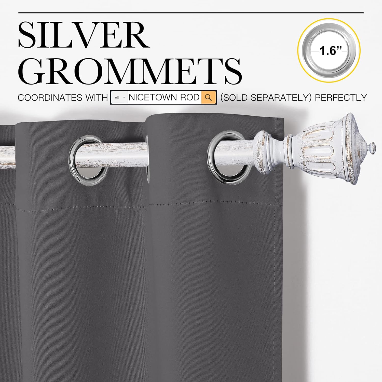 NICETOWN Grey Blackout Curtain Panels for Bedroom, Thermal Insulated Grommet Top Blackout Draperies and Drapes for Basement (2 Panels…