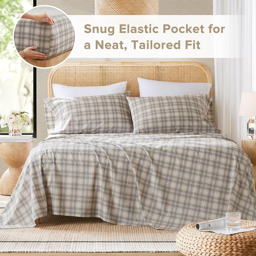 ComfortSpaces Comfort Spaces 100% Cotton Sheets Full, Breathable, Naturally Cool Cotton Sheets, Soft Cotton Bed Sheets with 14" Elastic Poc…
