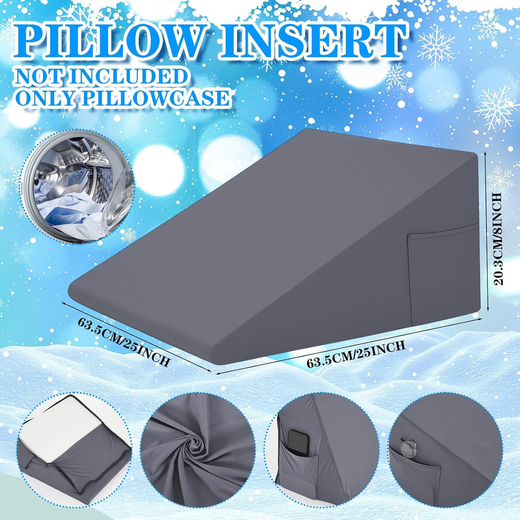 HunnmingRe 25"x25"x8" Cooling Bed Wedge Pillow Case Cover (Only Pillow Case) Wedge Pillowcase Protector with Zipper Soft Breathable Cool Pi…