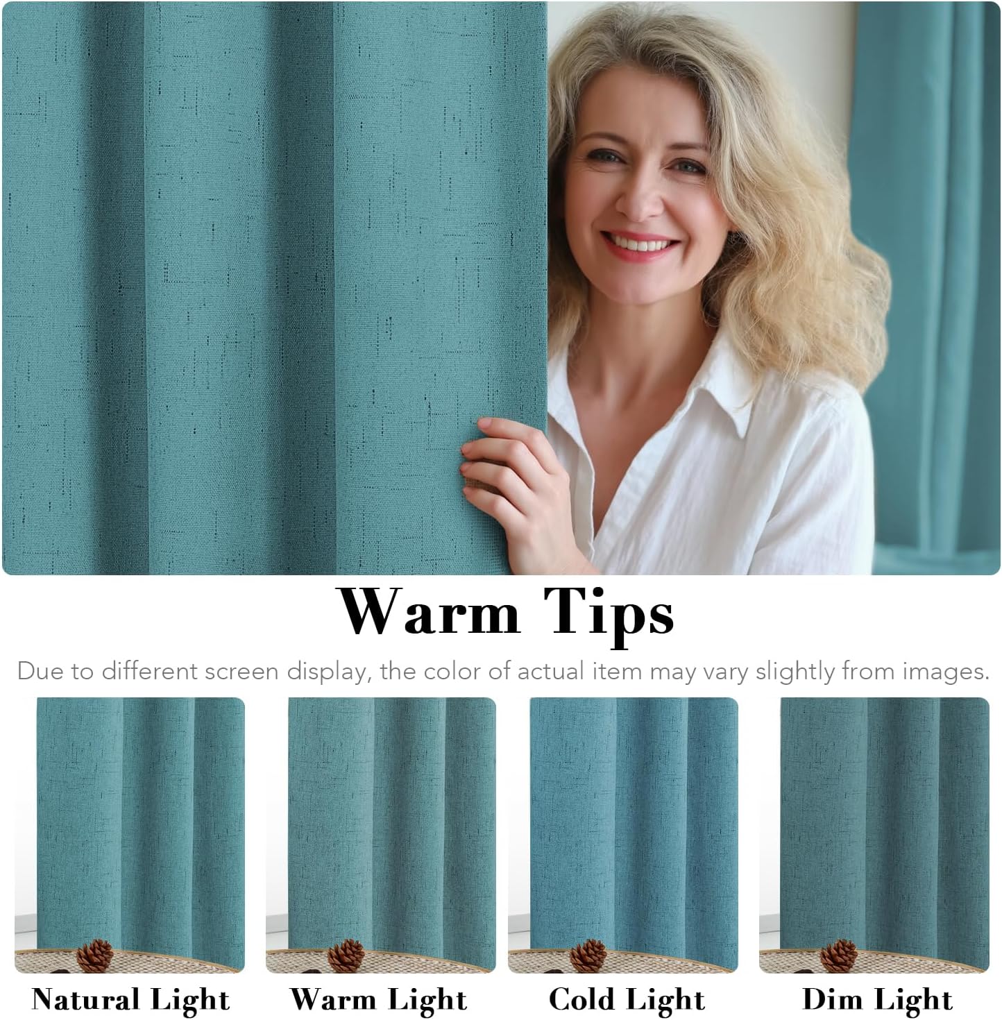 H.VERSAILTEX Linen Blackout Curtains Durable Thick Textured Linen Look 100% Blackout Patio Door Curtain Anti Rust Grommet Extra Wide…
