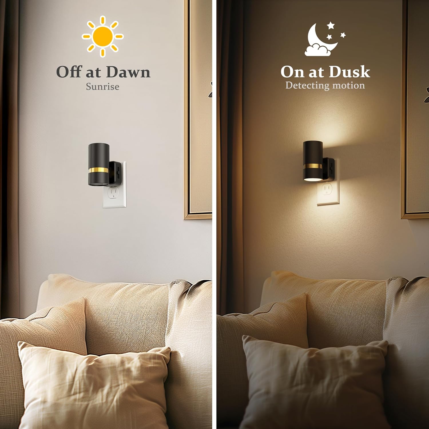 JandCase Night Lights Plug into Wall, Automatic Night Light with Dusk to Dawn, 2 Pack 0-100LM Dimmable Plug in LED Nightlight 3000K Soft…