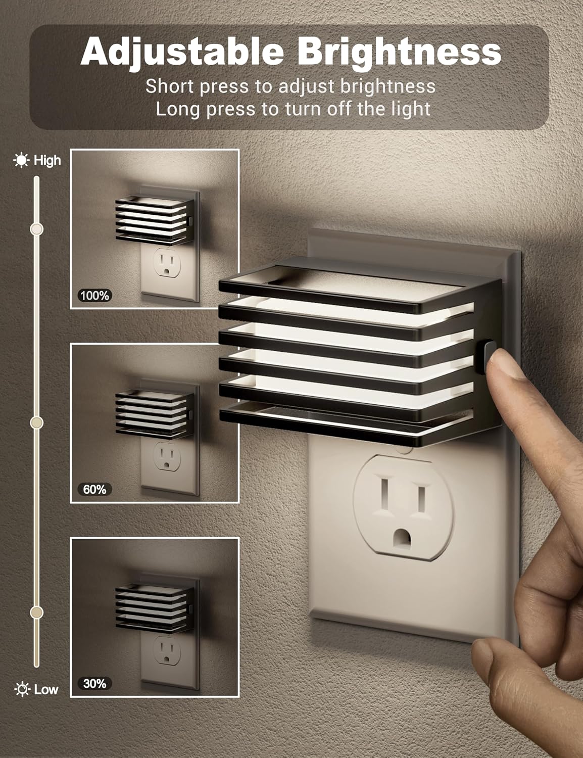 JandCase LED Night Light, [2 Pack] Night Lights Plug into Wall with Dusk to Dawn Sensor, Dimmable Plug in Night Light, Adjustable…