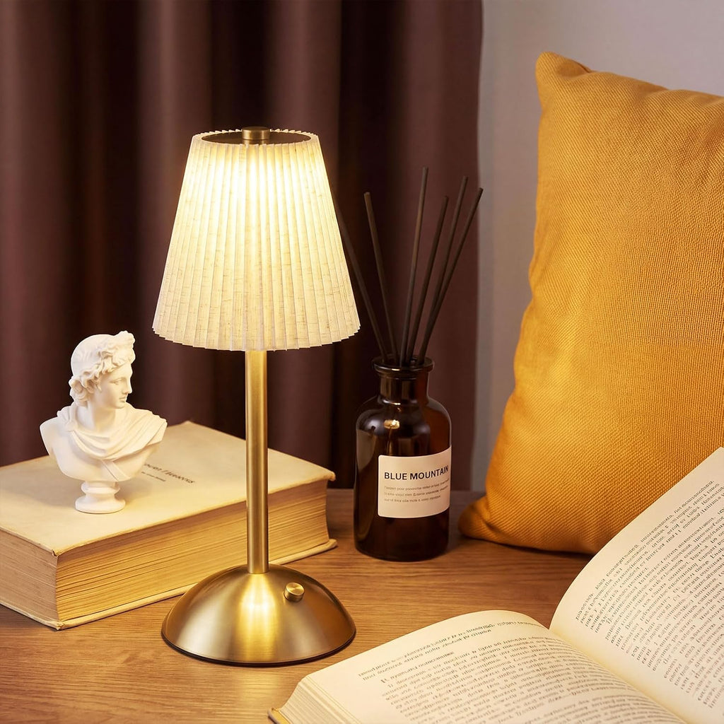 Liliful 2 Pcs Cordless Table Lamp Rechargeable Touch LED Small Gold Portable Battery Operated USB-c Desk Lamp 3 Color Dimmable for…