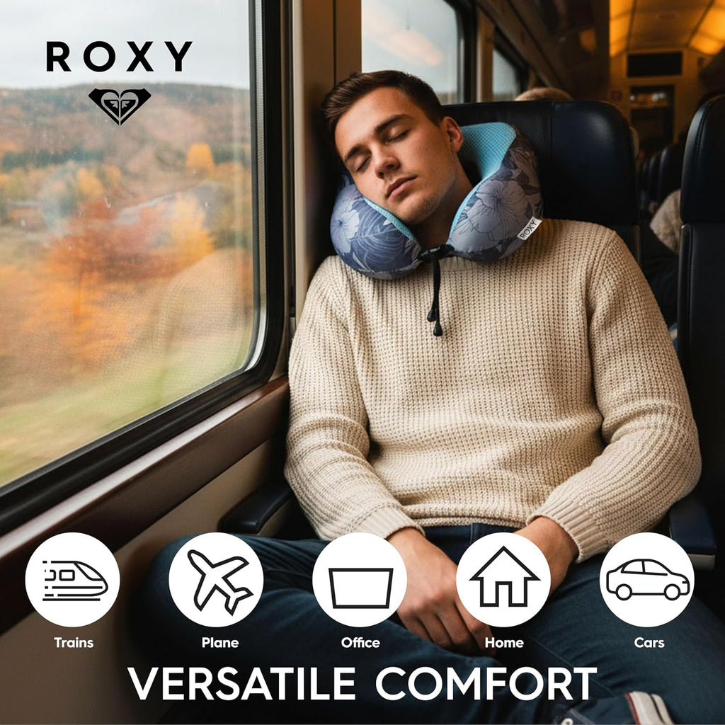 Roxy Cooling Gel Neck Pillow, Memory Foam Travel Neck Pillow for Airplane, Ergonomic Neck Support Pillow for Travel, Plane, Car & Office, B…