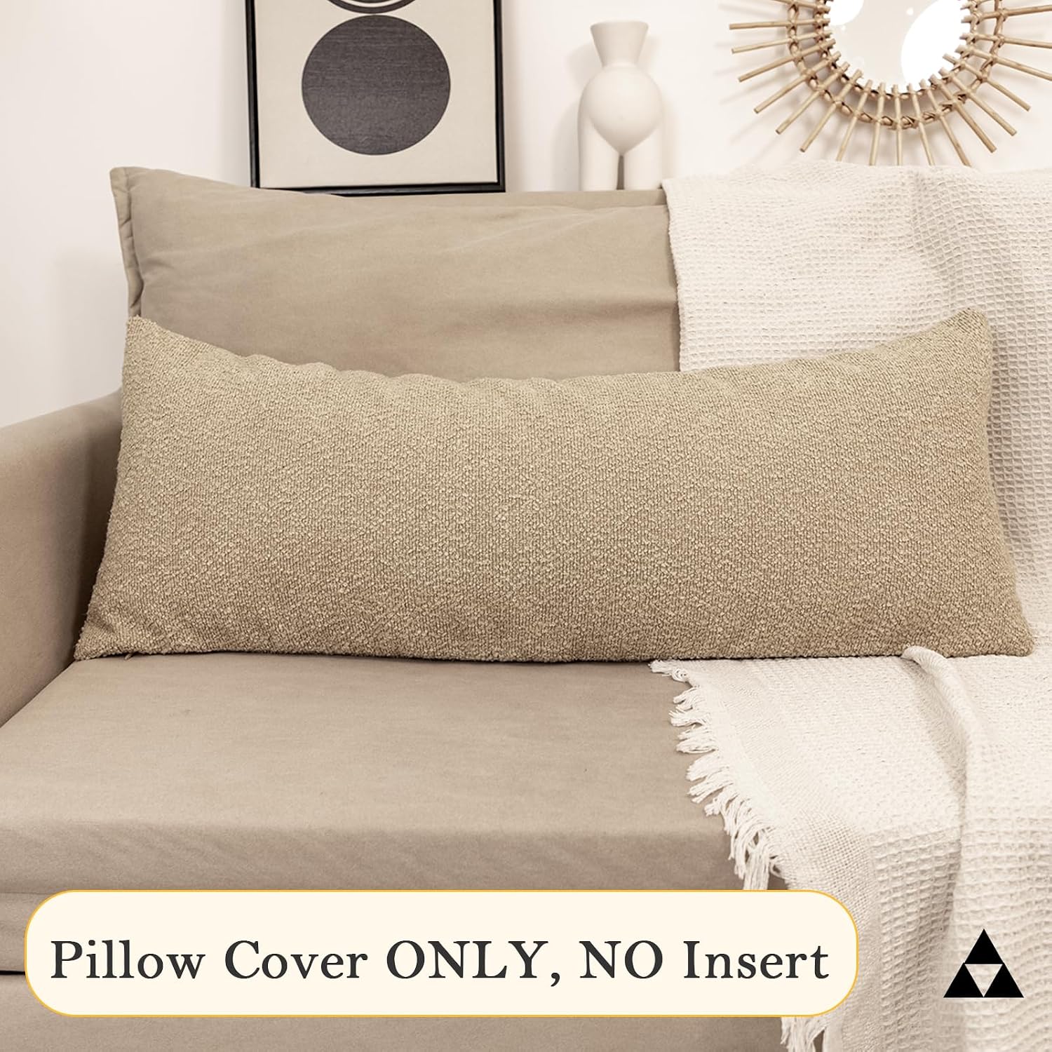 JoraLion 20x54 inch Neutral Boucle Body Pillow Cover, Camel Long Pillow Cover Cozy Soft Cushion Case for Couch Sofa Bed Living Room Home…