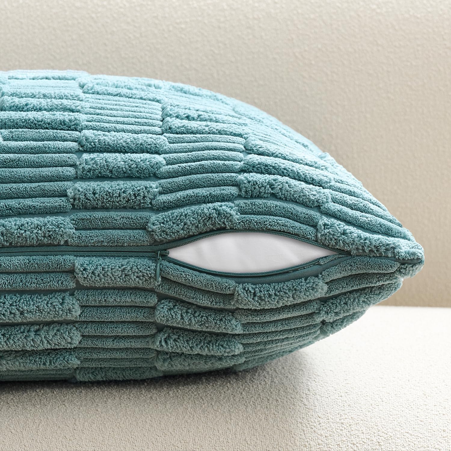 KevinTextile Kevin Textile 16x24 Inch Lumbar Pillow Cover 1 Pack Soft Plush Stripe Decorative Rectangle Cushion Elegant Double-Sided Cordur…