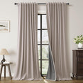 Guken Apricot Linen 100% Black Out Curtains for Living Room 108 Inches Long 2 Panels Set Back Tab Elegant Textured Room Darkening Insulated…