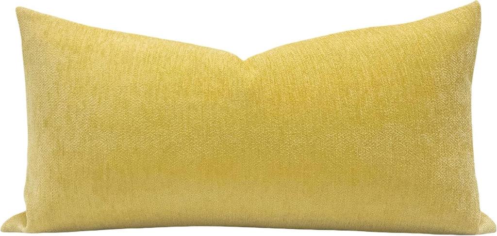 Slow Cow Chenille Rectangular Pillow Cover Pillowcase Decorative Lumbar Throw Pillow Cover for Couch Sofa 12 x 24 Inches Yellow