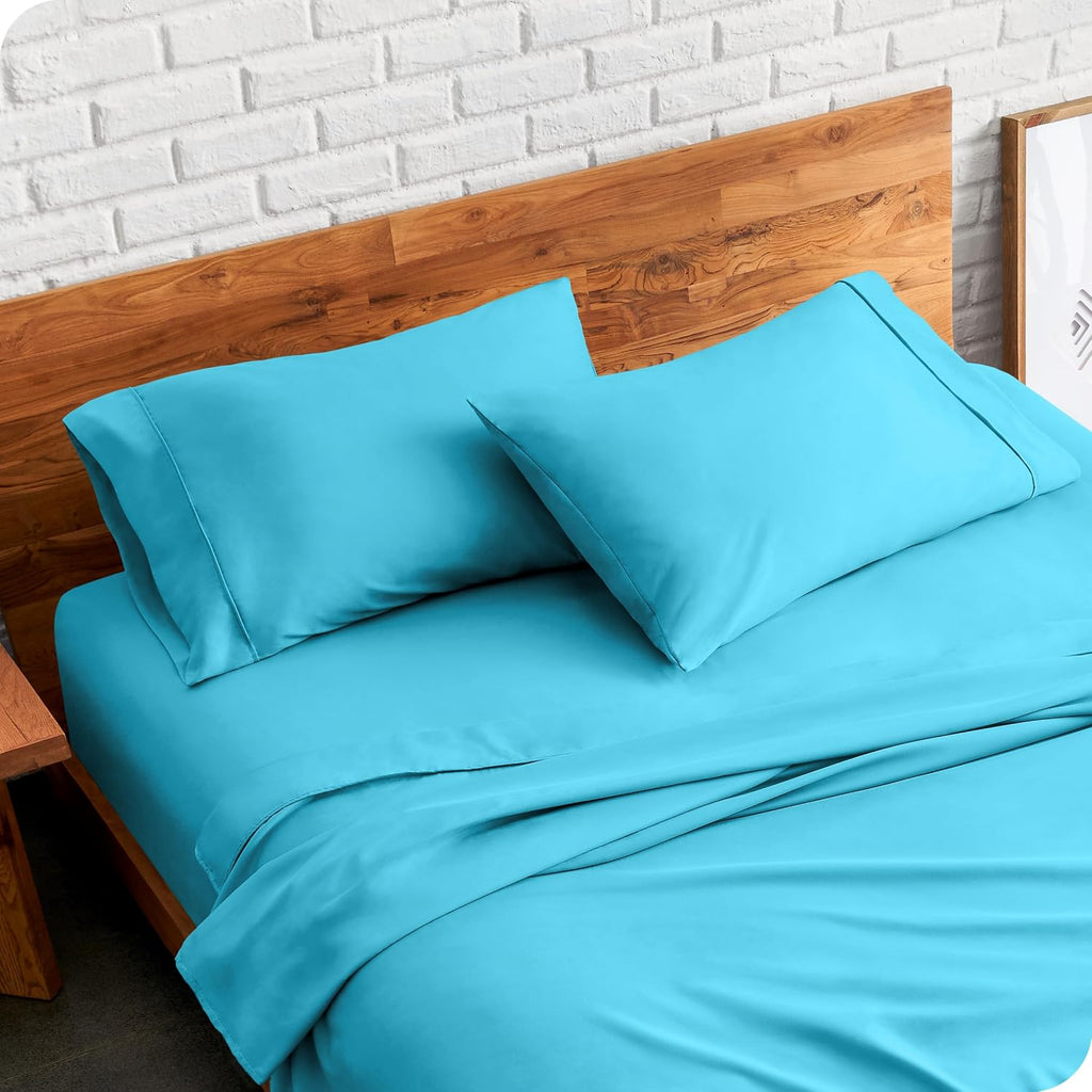 BareHome Bare Home Microfiber Pillow Cases - King Size Set of 2 - Cooling Pillowcases - Double Brushed - Aqua Pillowcases 2 Pack - Easy Car…