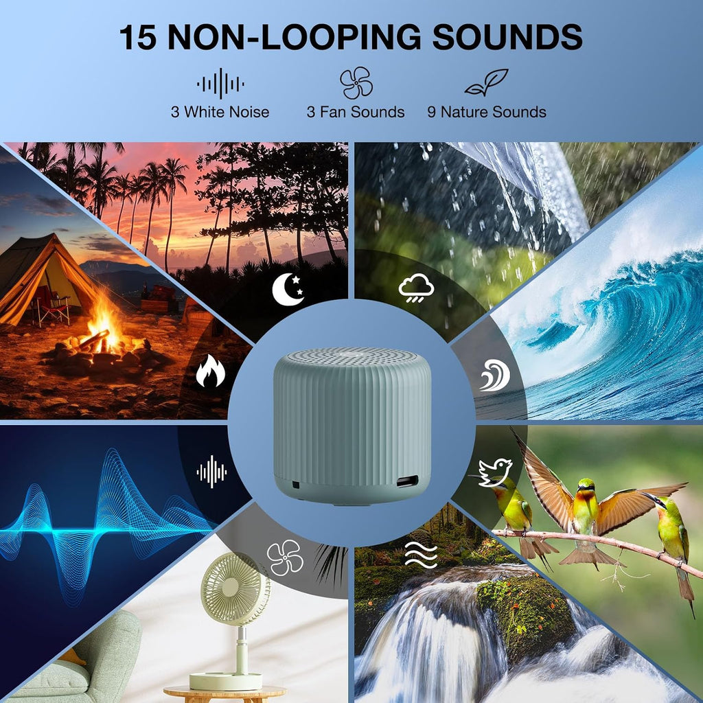 White Noise Machine Baby Portable Sound Machine, LEICEX Travel Sound Machine,15 Non-Looping Sound Timer and Memory Play, Mini White Noise…