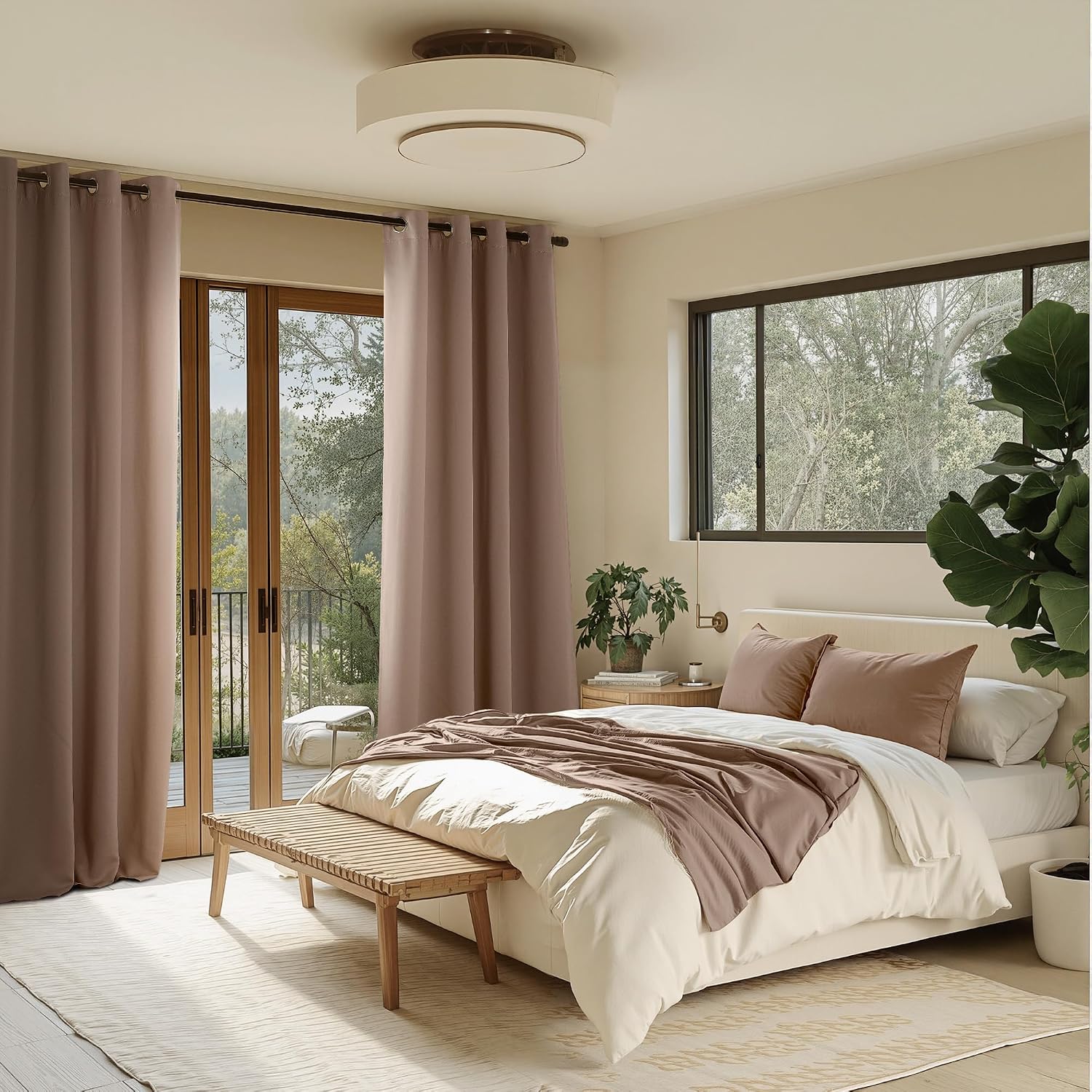 Nicetown Room Darkening Draperies Curtains Panels, 2 Panels Cappuccino W52 x L84 silver