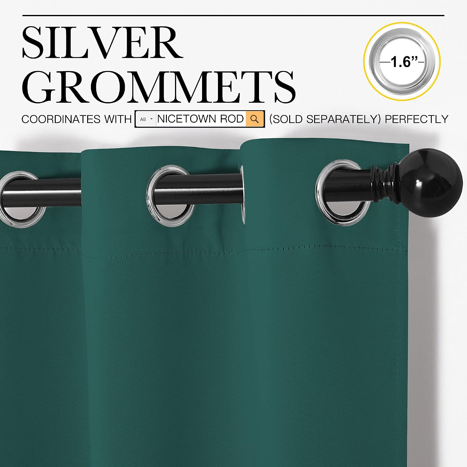 NICETOWN Christmas Thermal Insulated Solid Grommet Blackout Curtains/Drape for Living Room (Hunter Green, 1 Pair, 42 by 84-Inch)