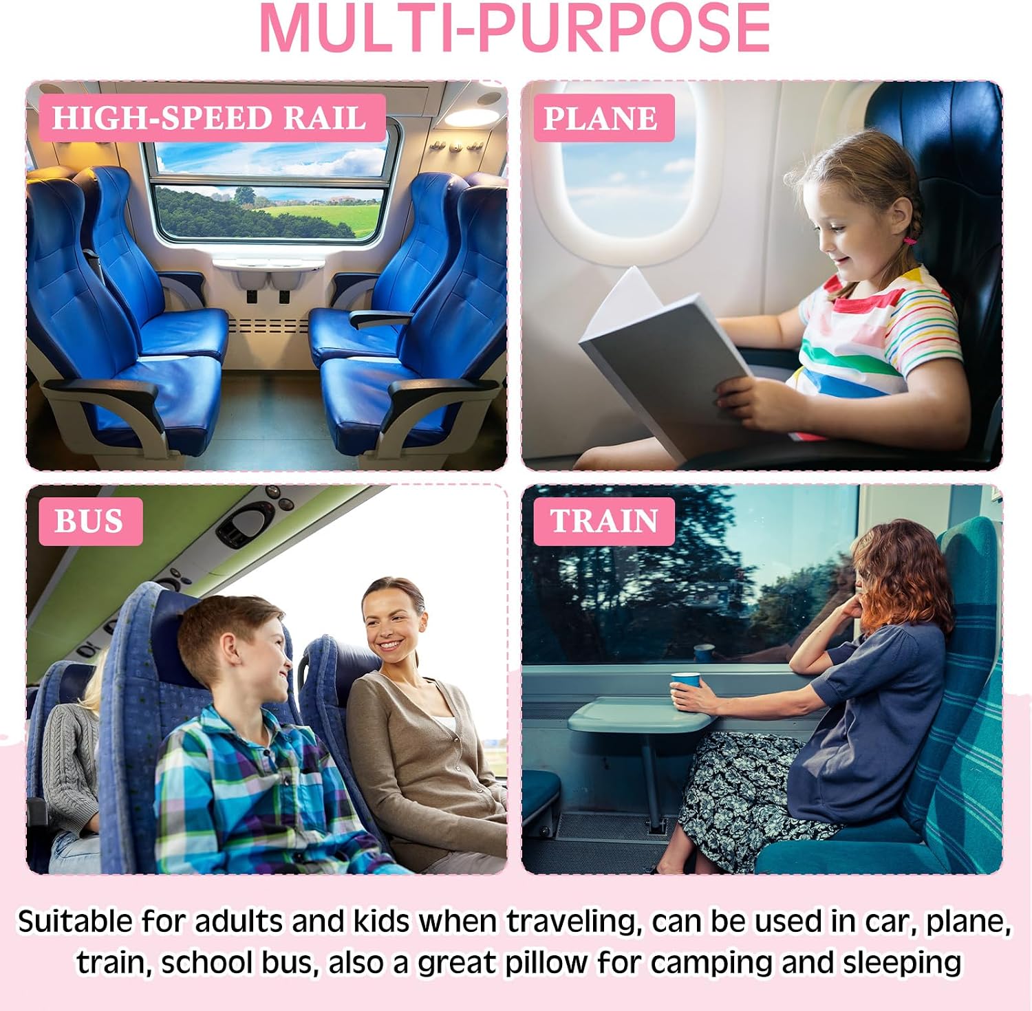 home Barydat 2 Pcs Car Travel Pillow for the Back Seat 28 x 18 in Sleeping Reading Pillows for Long Distance Travel Car Cushion for Kids Ad…