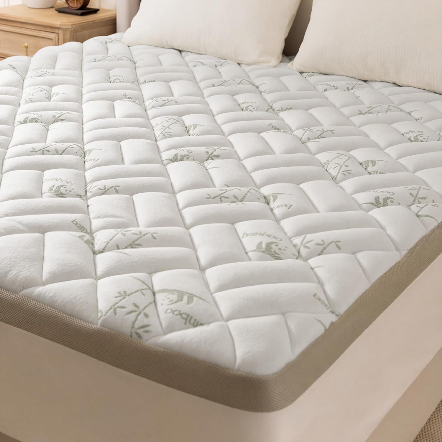NEWDECO NEWDECO Twin Size Mattress Topper Cooling Viscose Made from Bamboo Thick Support Pillow Top Mattress Pad for Back Soft Breat…