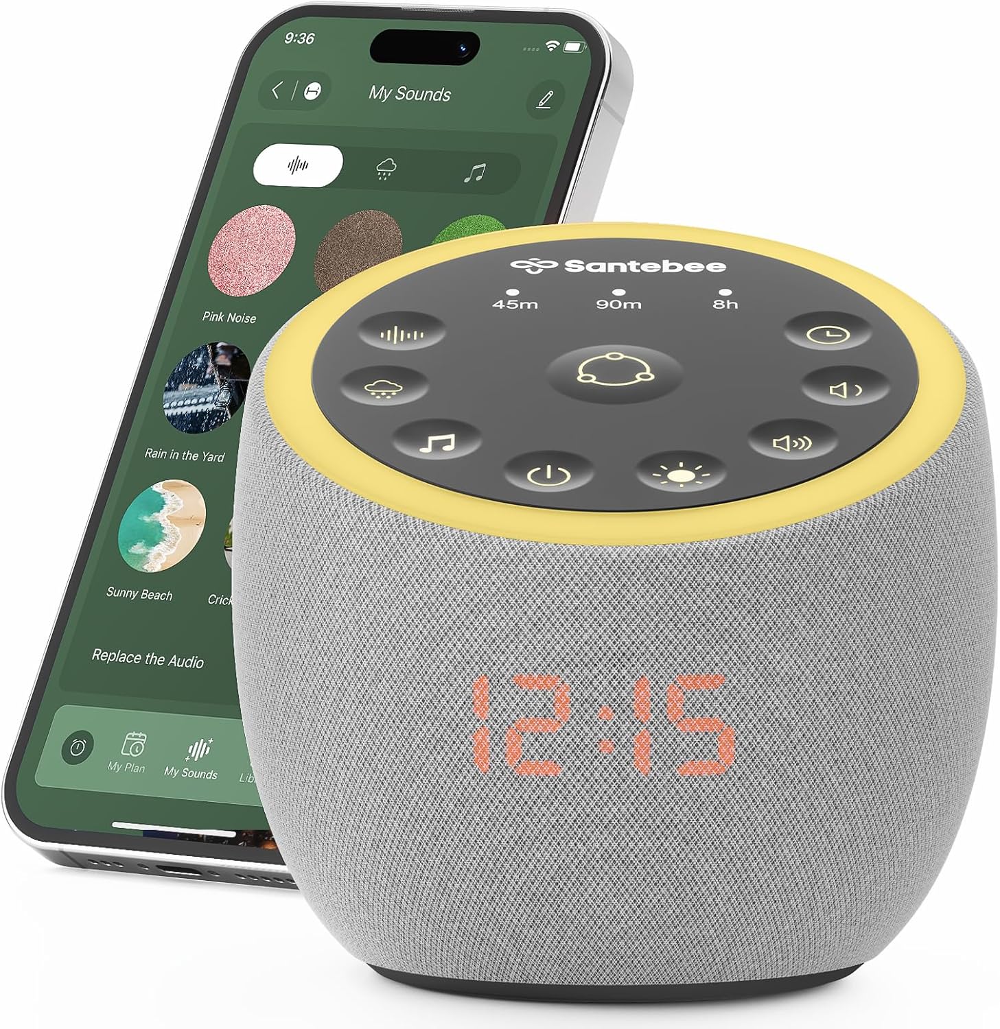Santebee Sound Machine for Sleep, White Noise Sound Machine 388 Soothing Sounds, 3 Custom Buttons Smart APP Control Night Light, Noise…