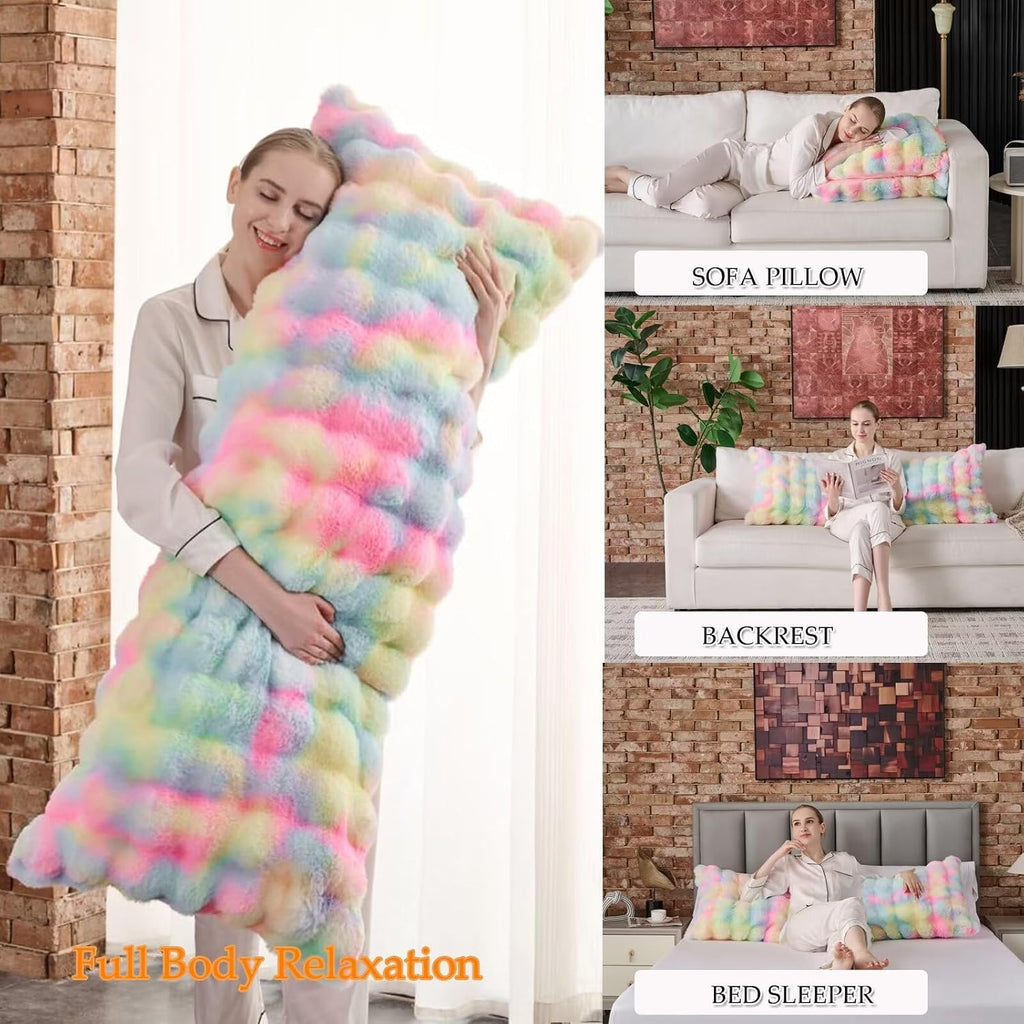 Animebody Luxury Shaggy Faux Fur Body Pillow, Fluffy Bed Pillow with Zipper Closure, Soft Decorative Plush Full Long Pillow, Fuzzy Hug Pillow…
