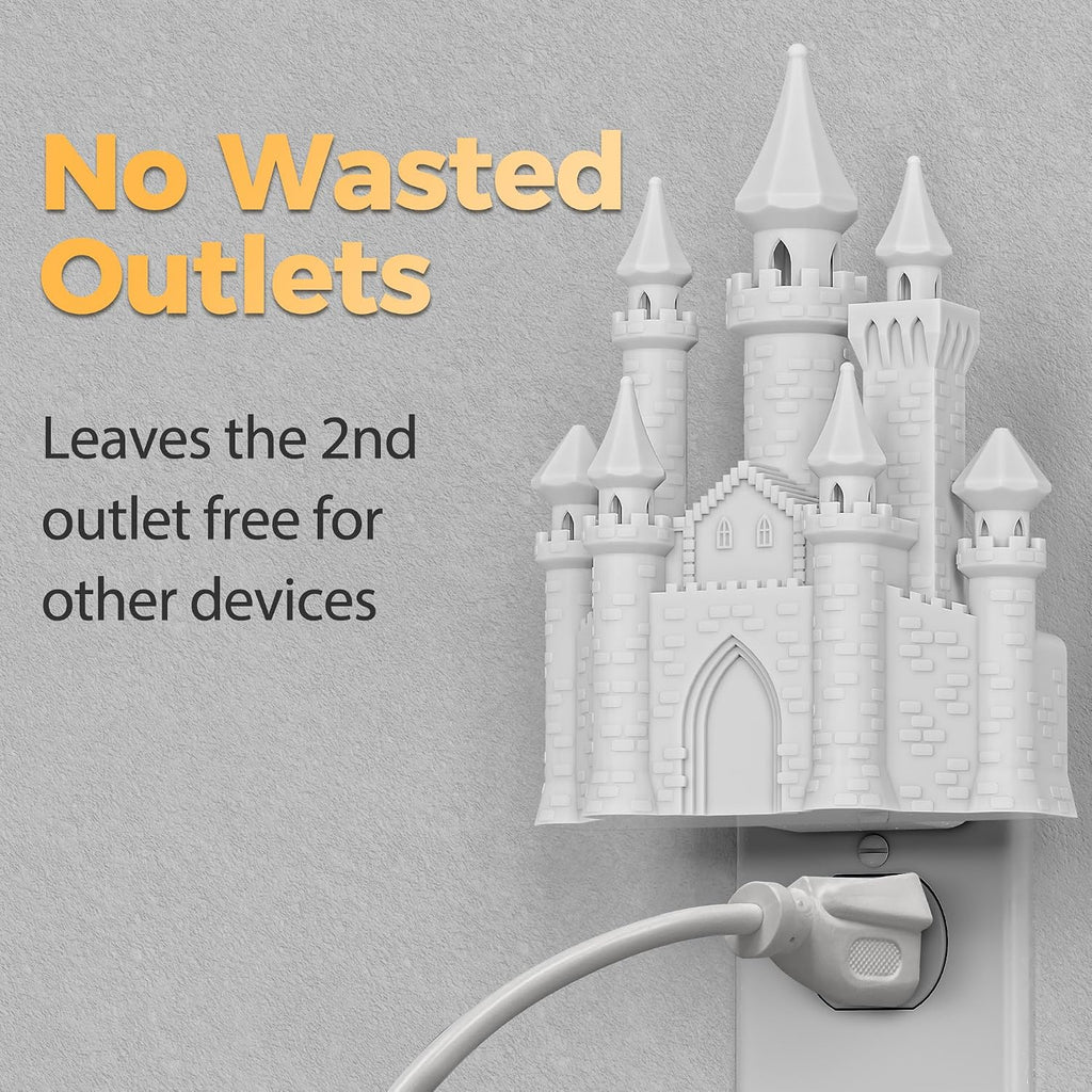 DORESshop Night Lights Plug into Wall,3D Printed Castle Night Light, 3000K Soft White NightLight, 3 Level Brightness Adjustable Dimmable…