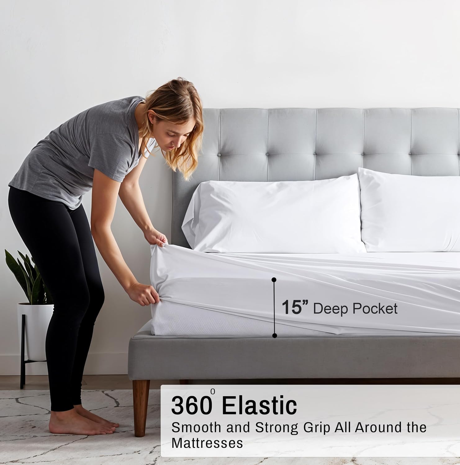 Ruvanti 100% Cotton Organic Percale Sheets Twin XL Size – Crisp Cooling Bed Sheets for Hot Sleepers, Deep Pocket 15”, Soft Peach Finish, Br…