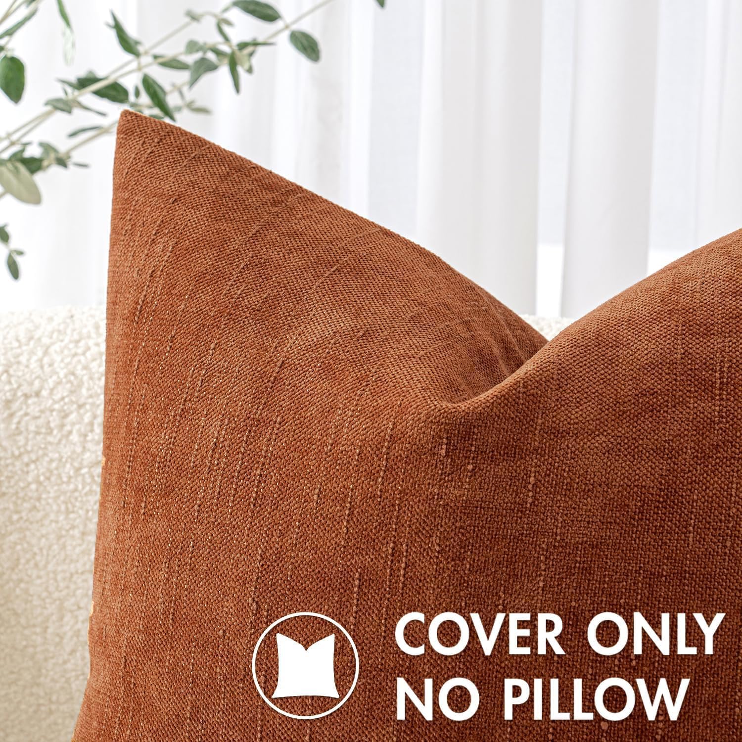 MIULEE Pack of 2 Decorative Throw Pillow Covers Soft Chenille Throw Pillows Solid Neutral Farmhouse Textured Cushion Covers for Couch…