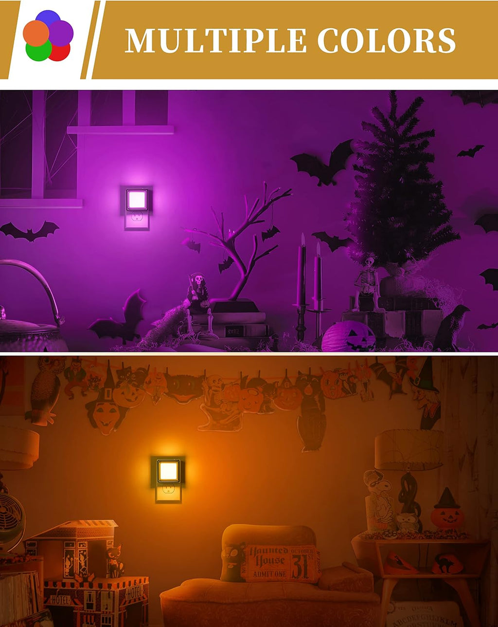 DORESshop Purple Night Light [2 Pack], Night Lights Plug Into Wall, Night Light Dusk to Dawn Sensor, LED NightLight Adjustable…