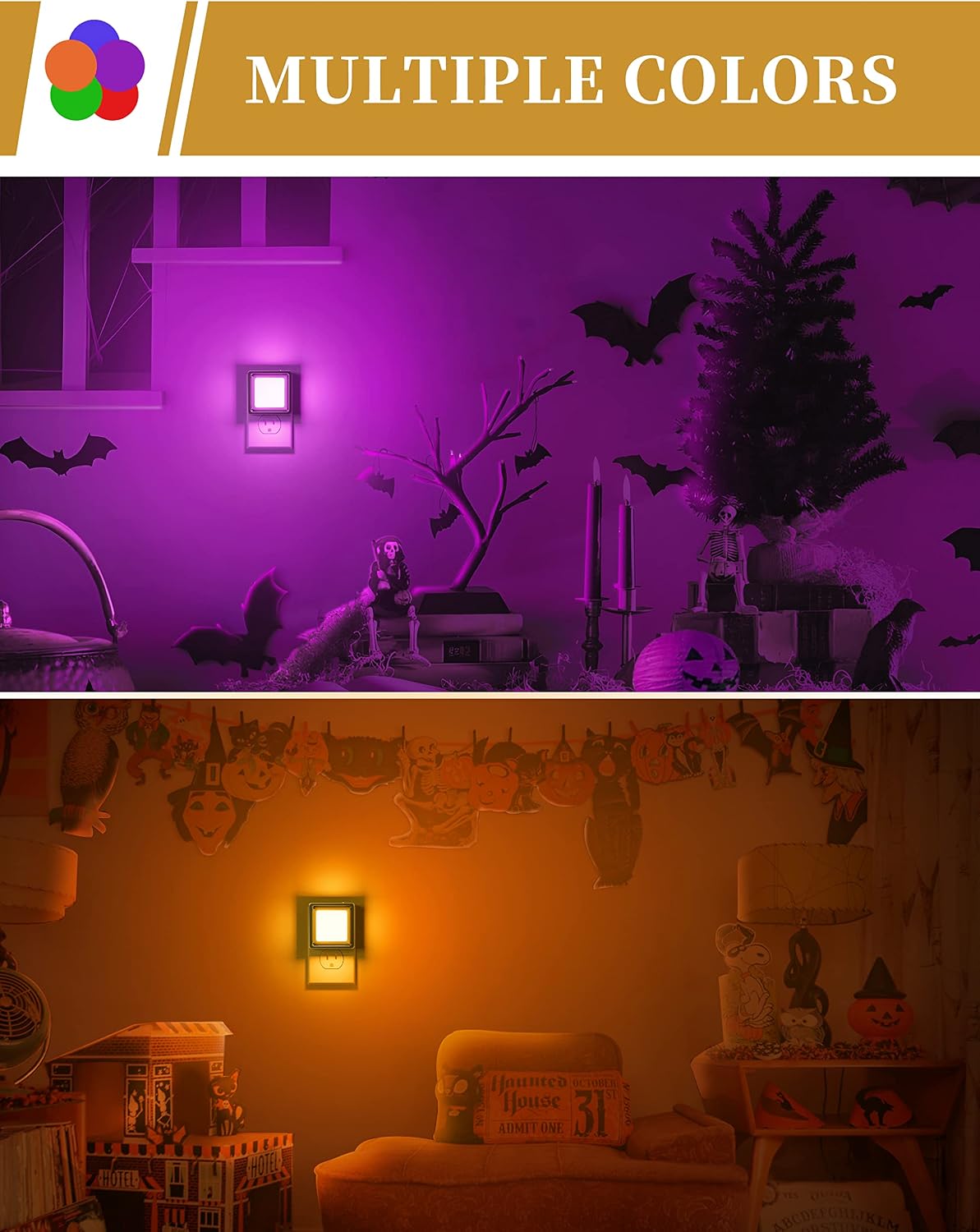 DORESshop Purple Night Light [2 Pack], Night Lights Plug Into Wall, Night Light Dusk to Dawn Sensor, LED NightLight Adjustable…