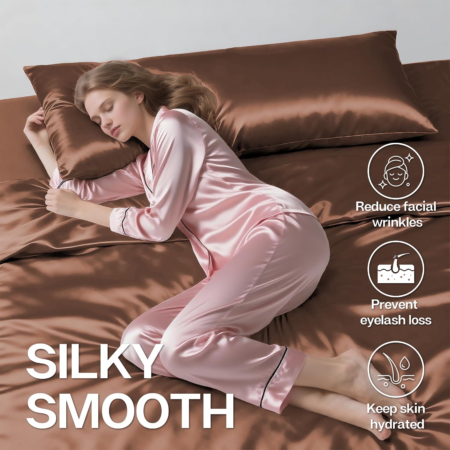 MR&HM Satin Body Pillow Cover, Soft and Breathable Body Pillow Case with Envelope Closure, Cooling and Silky Long Pillowcase for Hair and…