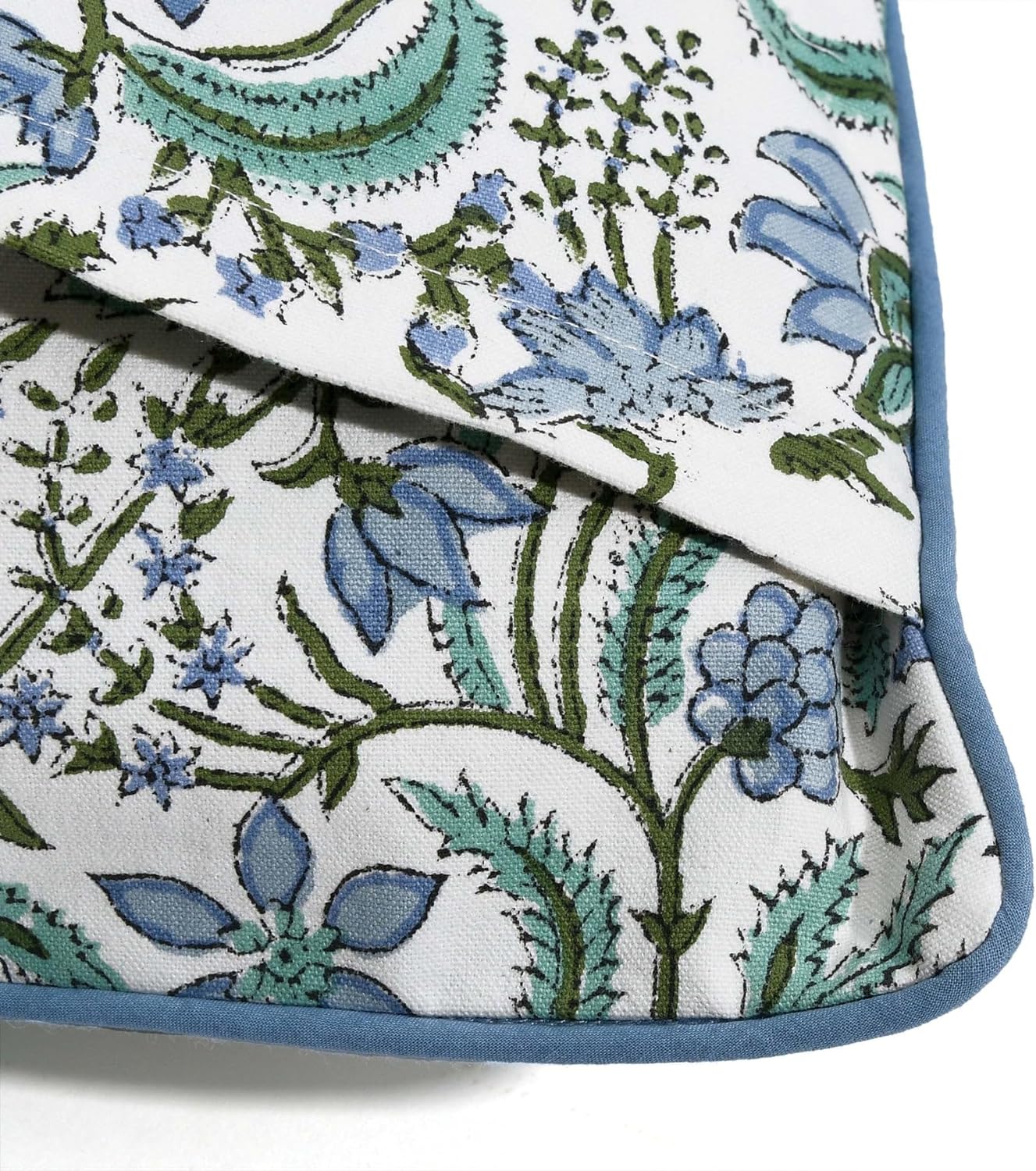 Ridhi Block Print Columbia Blue Pillow Cover 18" x 18" (Pack of 2) Decorative Couch Pillows for Living Room, Chic Boho Cute Outdoor Pillows…