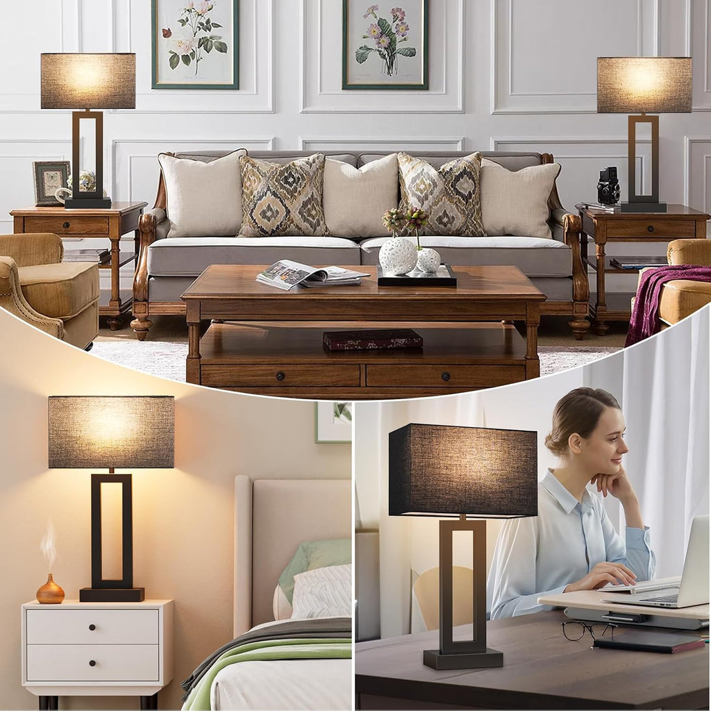 Seealle 22" Tall Living Room Lamps for Night Stands - Touch Bedside Lamp with USB C+A, 3 Way Dimmable Bedroom Lamps for End Tables Set of…