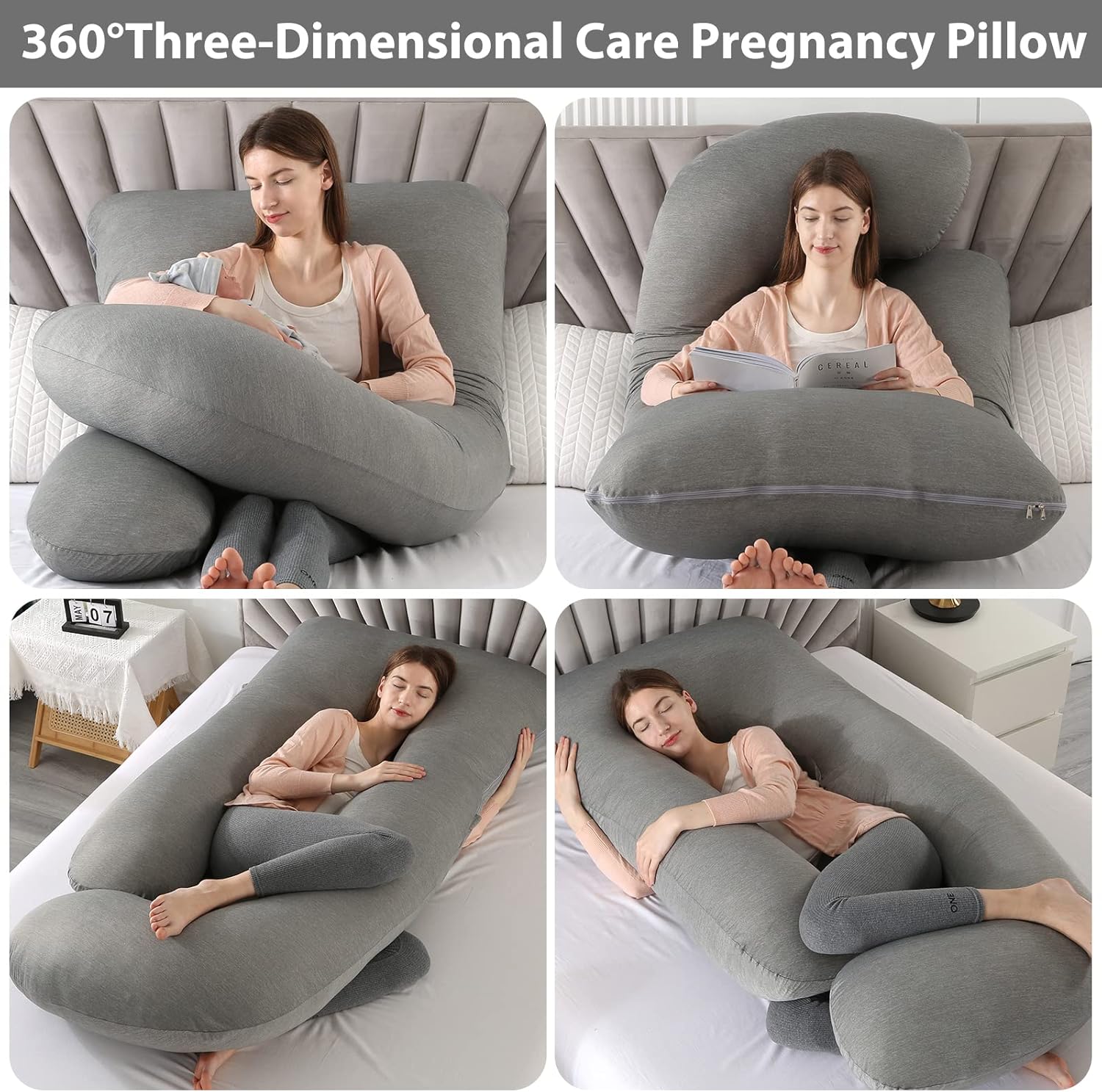 Elover Cooling Pregnancy Pillows for Sleeping, U Shaped Full Body Pillow with Removable Cover, Pregnant Women Must Haves, Maternity…