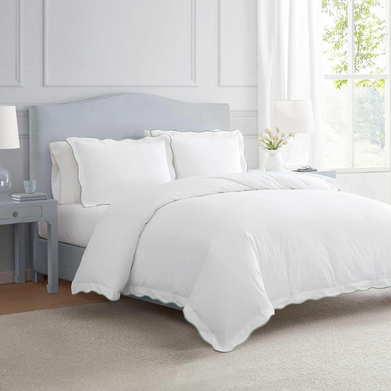 MarthaStewart Martha Stewart - Queen Duvet Cover Set, 100% Soft Cotton Bed Set with a Smooth Cotton Percale Reverse, 3 Piece Bedding with M…