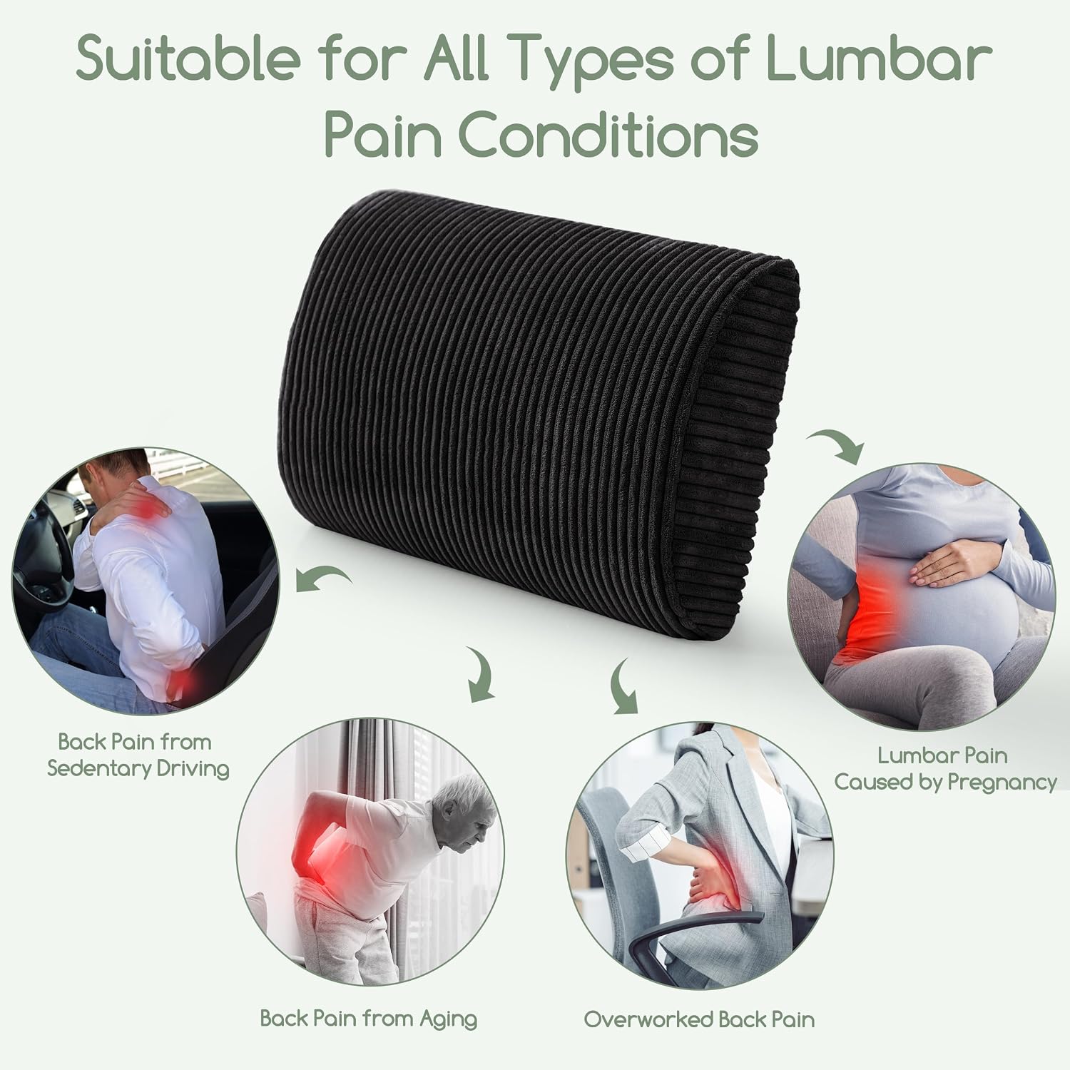 Higogogo Lumbar Support Pillow for Recliner Chair/Accent Chair/Couch, Extra Large Memory Foam Back Support Cushion for Elderly, Recliner Cu…