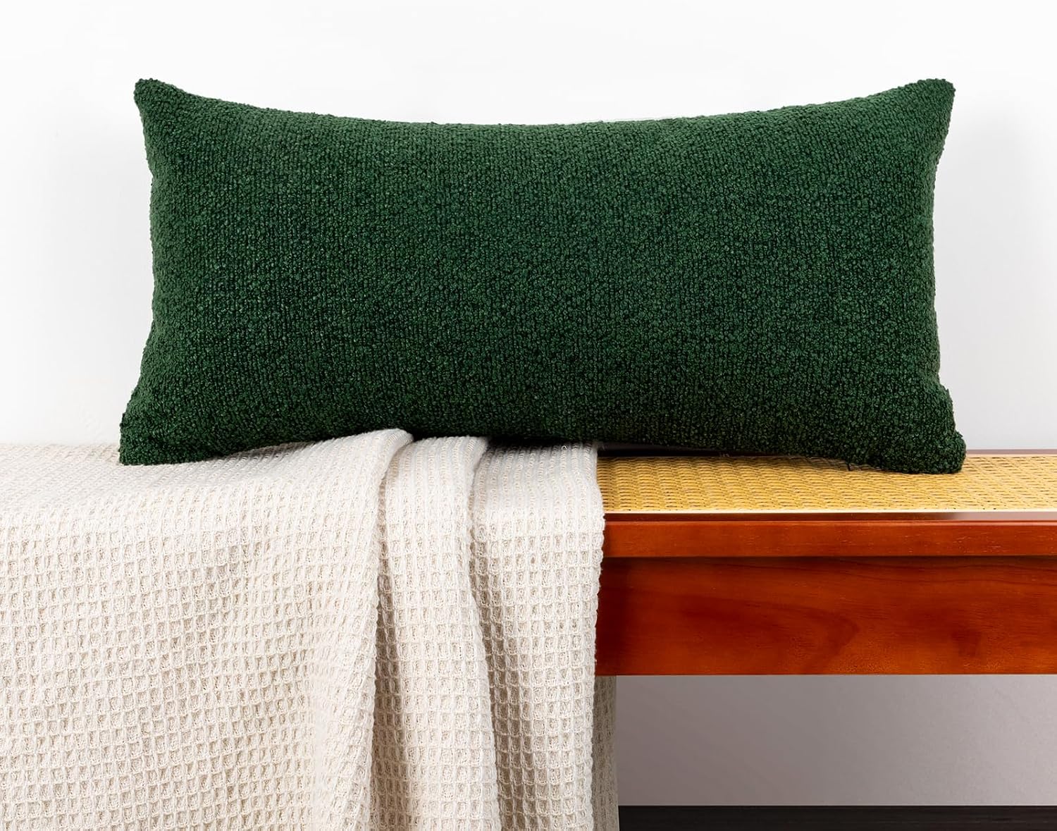 JoraLion 14x26 inch Boucle Lumbar Pillow Cover, Forest Elf Woven Texture Neutral Long Pillow Cover Breathable Cushion Case for Couch Sofa…