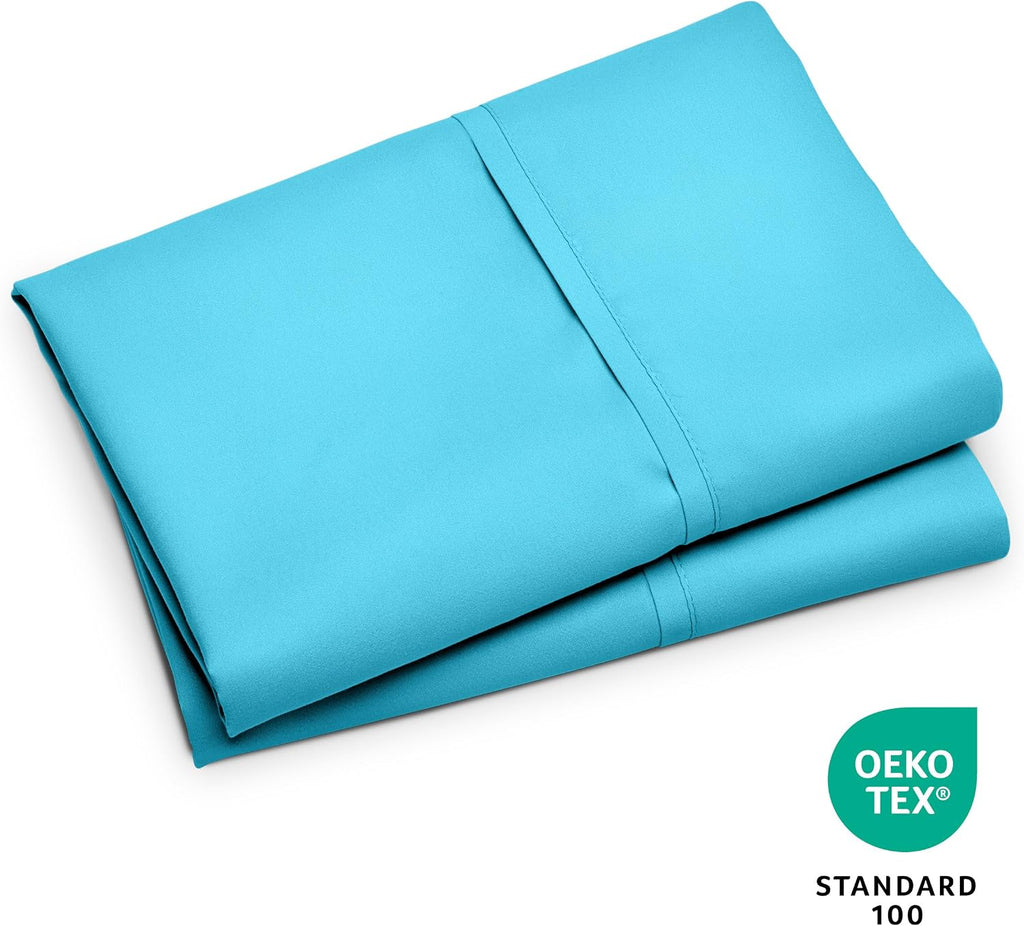 BareHome Bare Home Microfiber Pillow Cases - Standard/Queen Size Set of 2 - Cooling Pillowcases - Double Brushed - Aqua Pillowcases 2 Pack…