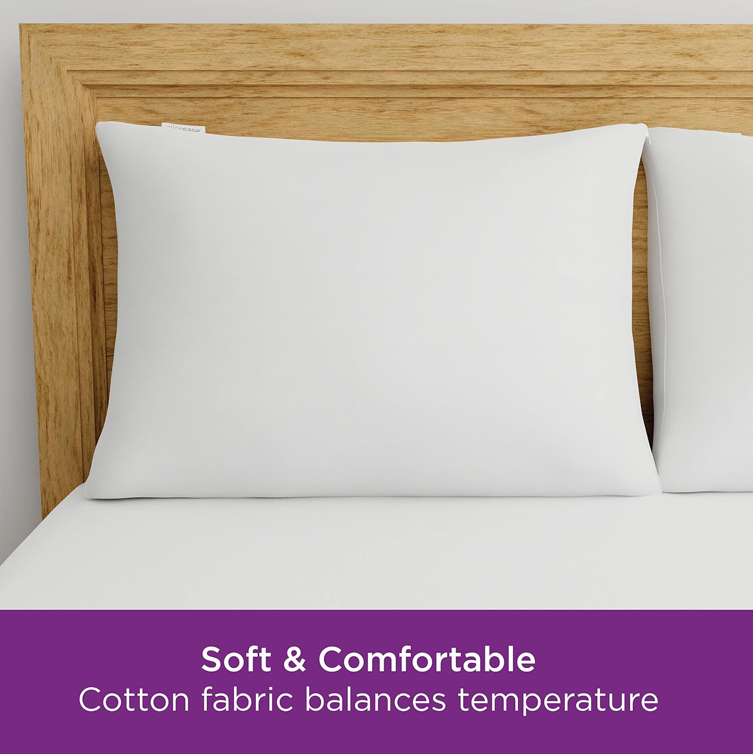 AllerEase Cotton Pillow Protector Advanced Allergy Protection Temperature Balancing Comfort Zippered Pillow Cover, King, White- 4 Pack 4 Pa…